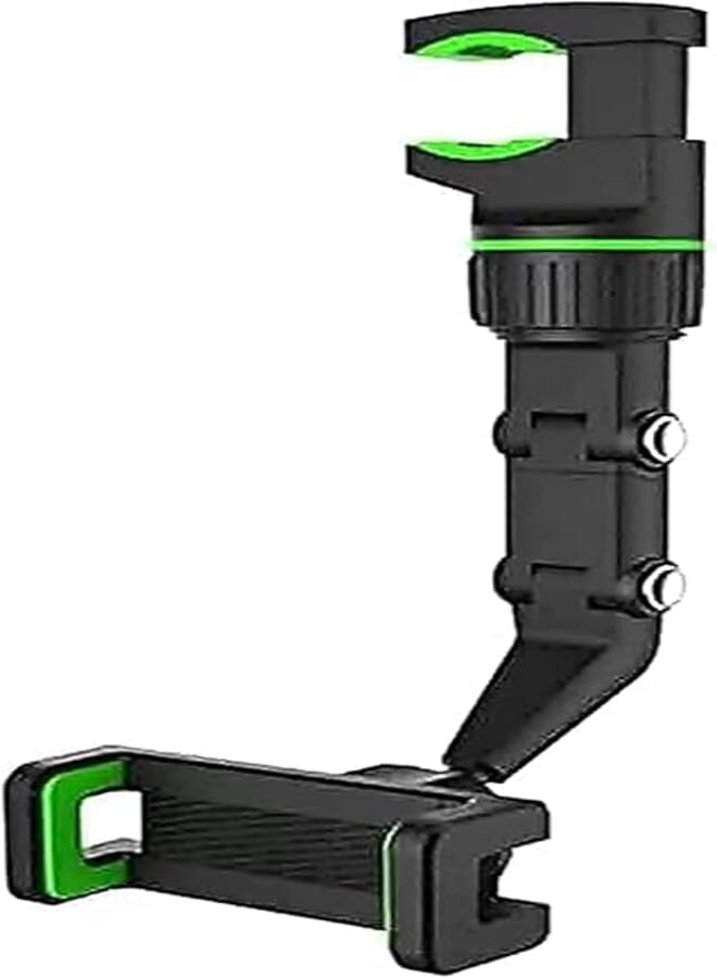YU WELL 360 Degree Rotating Rearview Mirror Multifunctional Car Phone Holder Gps Navigation Adjustable Support Hanging Clip Bracket Phone Holder for 4.0-6.1 Inch Mobile Holder (Flurocent Green)